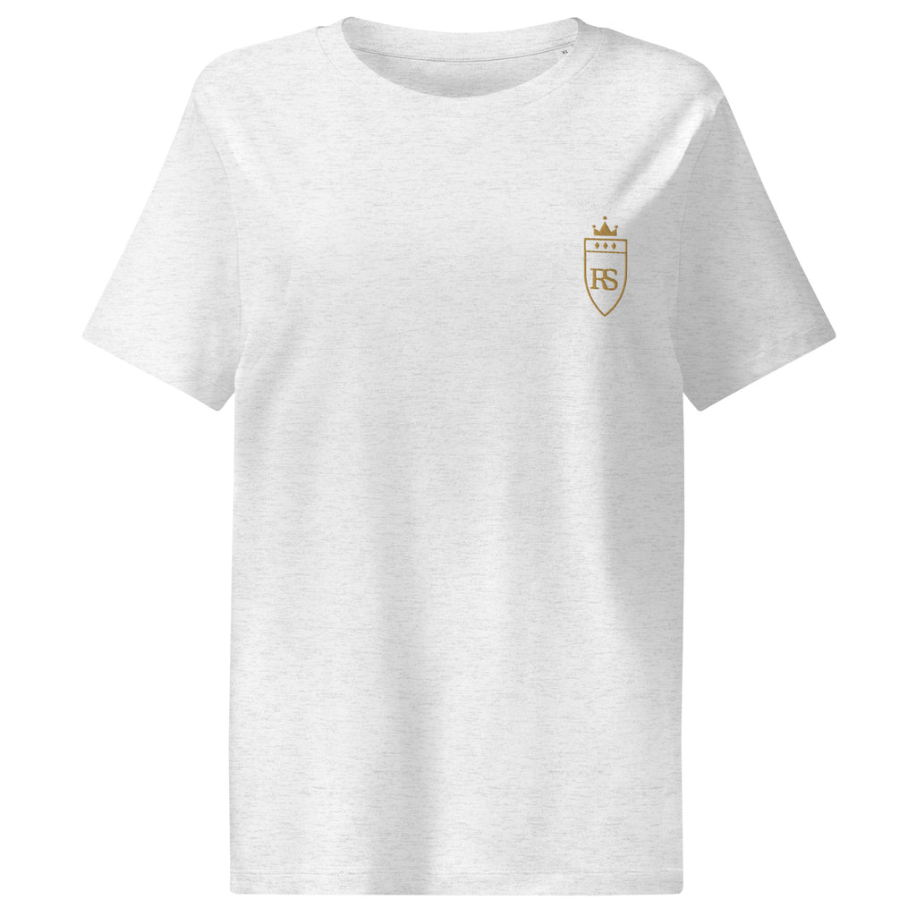 T-shirt femme col côtelé Gris chiné clair, vue de face — Maison Sahari