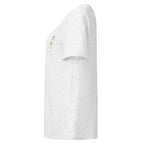 T-shirt femme col côtelé Gris chiné clair, vue de côté — Maison Sahari