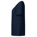 T-shirt femme col côtelé Marine, vue de côté — Maison Sahari