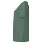 T-shirt femme col côtelé Vert sauge, vue de côté — Maison Sahari