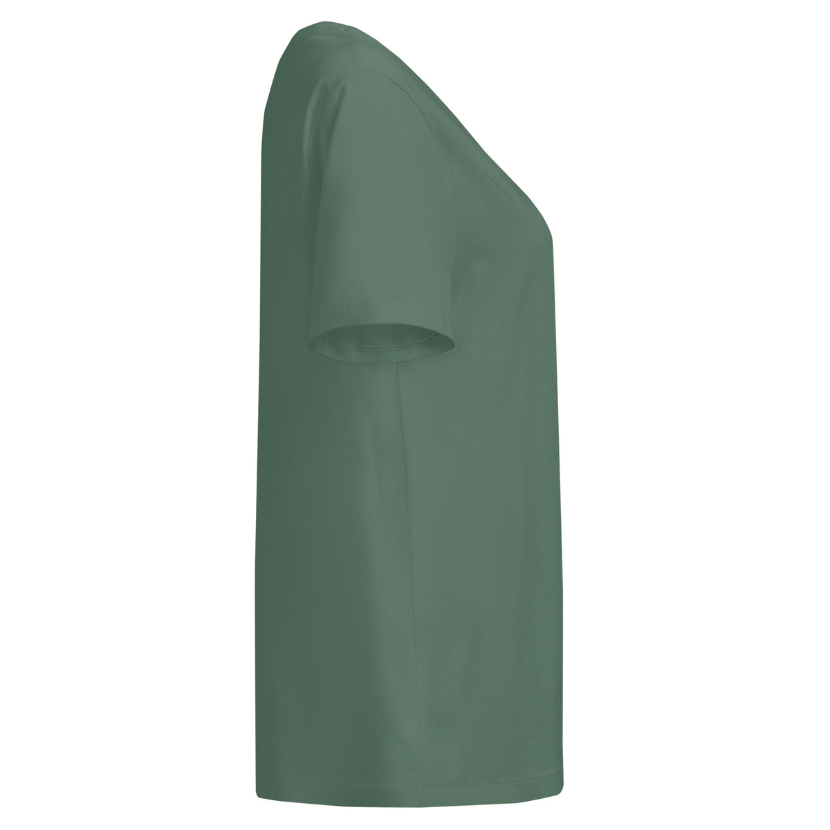 T-shirt femme col côtelé Vert sauge, vue de côté — Maison Sahari