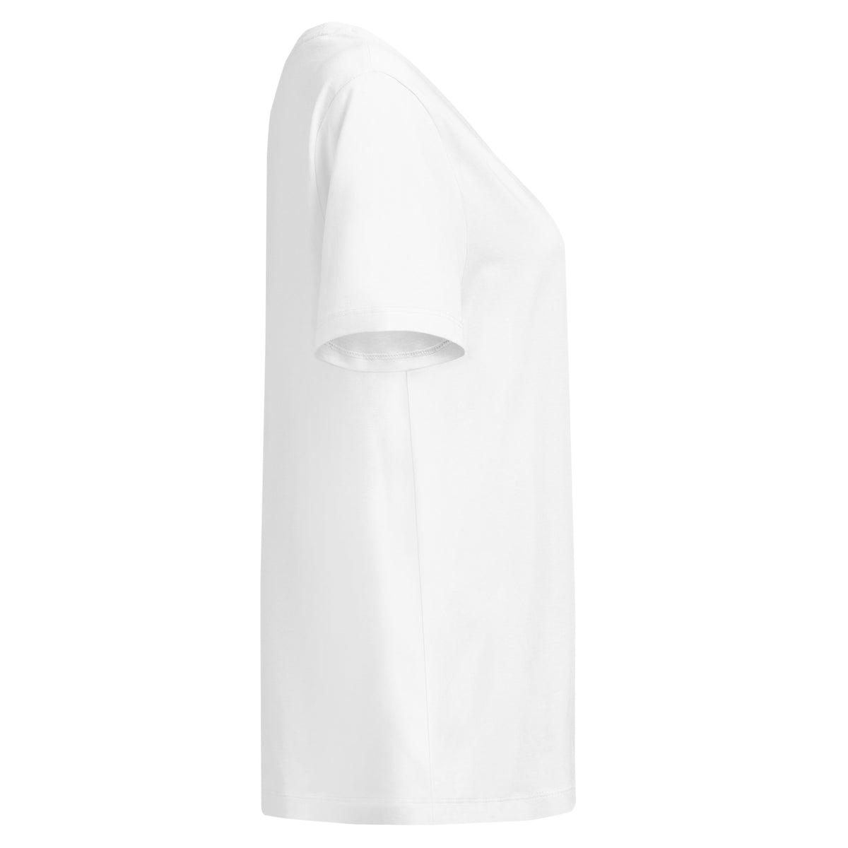 T-shirt femme col côtelé Blanc, vue de côté — Maison Sahari