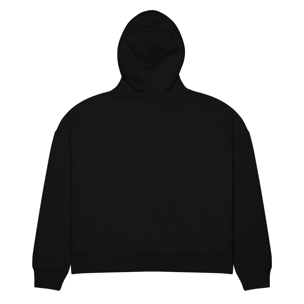 Sweat à capuche femme brodé du monogramme RS, coloris noir, vue de dos — Maison Sahari