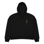 Sweat à capuche femme brodé du monogramme RS, coloris noir, vue de face — Maison Sahari