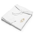 Sweat à capuche femme brodé du monogramme RS, coloris blanc, vue de face — Maison Sahari